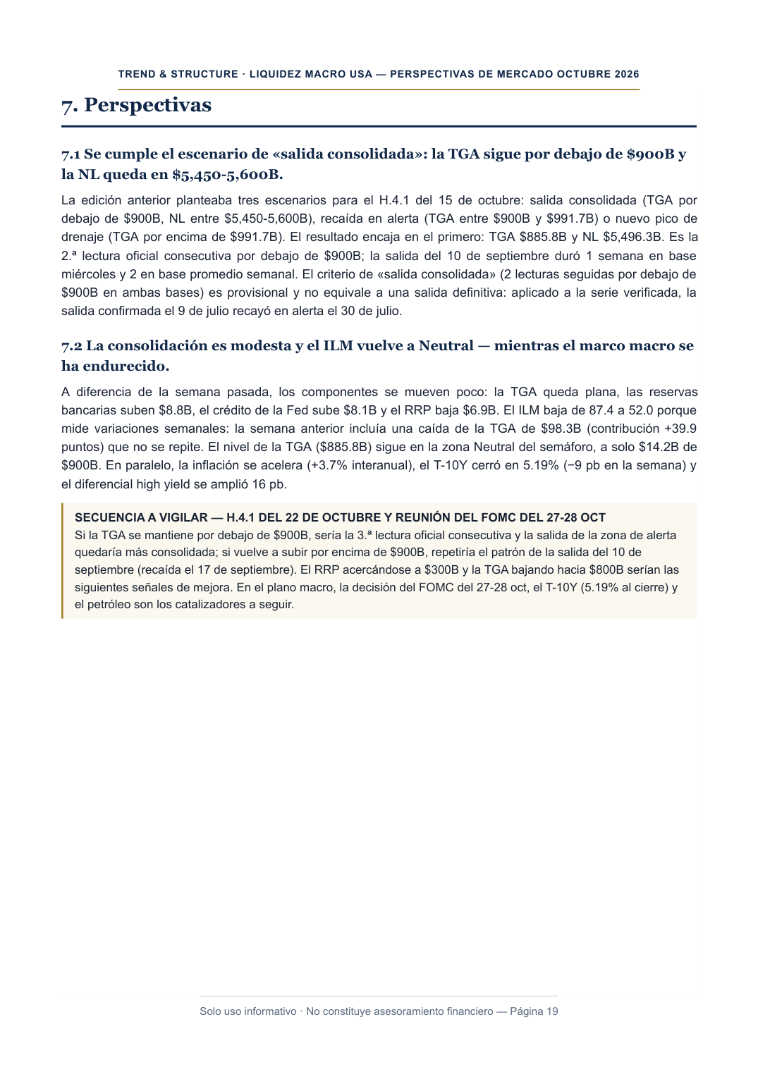 Informe PDF del 14/10/2026, página 19: Perspectivas